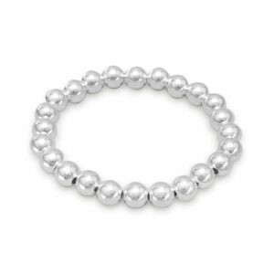 7 8mm Silver Bead Stretch Bracelet