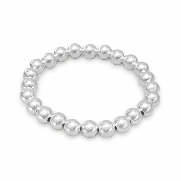 7 8mm Silver Bead Stretch Bracelet