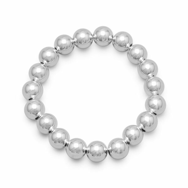 Stunning 10mm Silver Bead Stretch Bracelet - alternate view 2