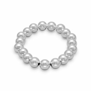 7 10mm Silver Bead Stretch Bracelet