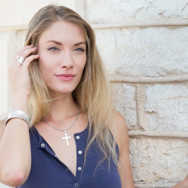 Customizable Sterling Silver Cross Pendant - alternate view 3