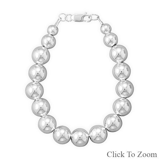 10mm Sterling Silver Bead Strand Necklace - alternate view 2