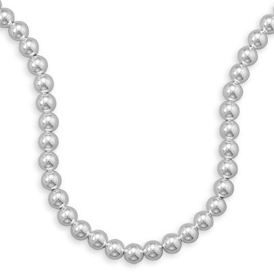 10mm Sterling Silver Bead Strand Necklace - alternate view 3