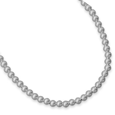 Elegant 6mm Sterling Silver Bead Strand Necklace - alternate view 2