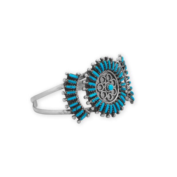 Handmade Oxidized Sunburst Turquoise Cuff Bracelet - alternate view 2