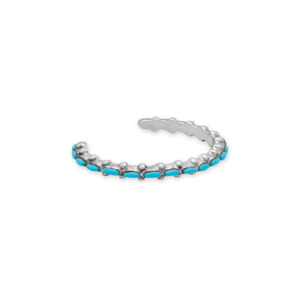 Handmade Junior's Oval Turquoise Cuff Bracelet - alternate view 2