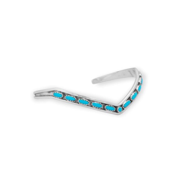 Handmade Round and Oval Turquoise V Cuff Bracelet - alternate view 2