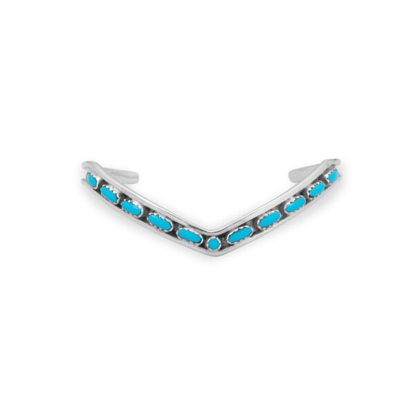 Handmade Round and Oval Turquoise V Cuff Bracelet