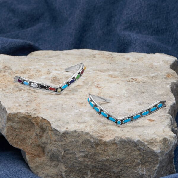 Handmade Round and Oval Turquoise V Cuff Bracelet - alternate view 3
