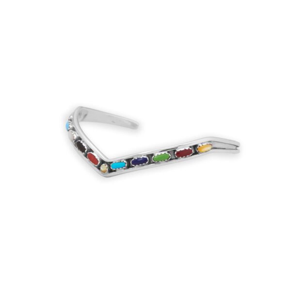 Handmade Round and Oval Multi Stone V Cuff Bracelet - alternate view 3
