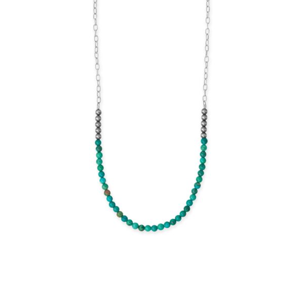 18 Oxidized Bead and Turquoise Necklace
