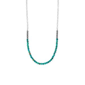 18 Oxidized Bead and Turquoise Necklace