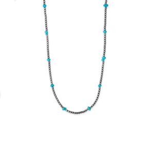 16 Sleeping Beauty Turquoise Chip and Oxidized Bead Necklace