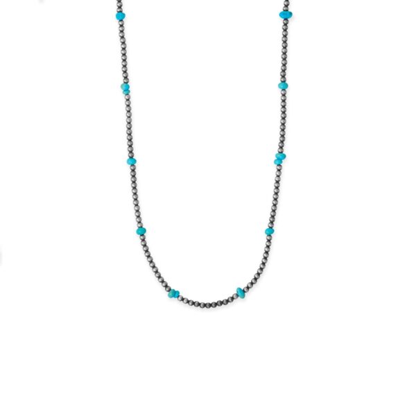 16 Sleeping Beauty Turquoise Chip and Oxidized Bead Necklace