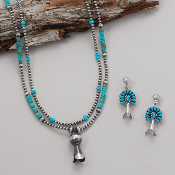 Oxidized Bead and Squash Blossom Necklace