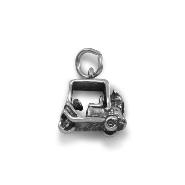 Luxurious 3D Golf Cart Charm - Sterling Silver 9x12mm - alternate view 2