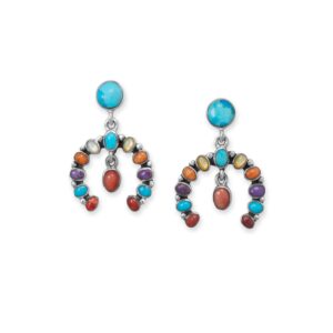 Handmade Oxidized Multi Stone Horseshoe Drop Earrings