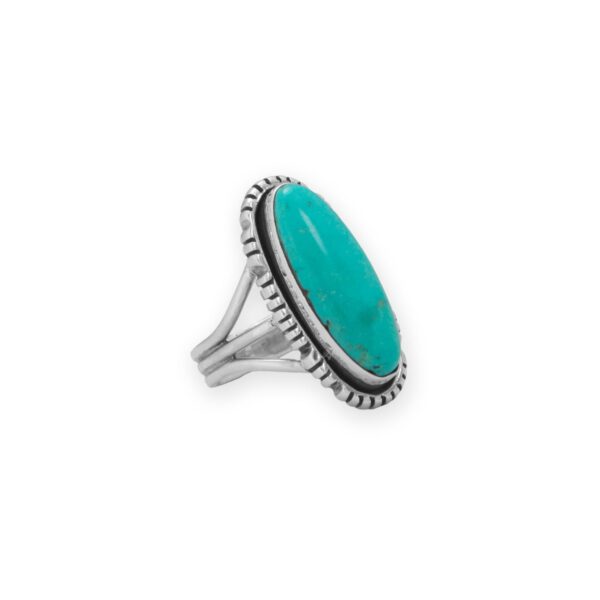 Oval Turquoise with Oxidized Edge Ring - Silver - alternate view 2