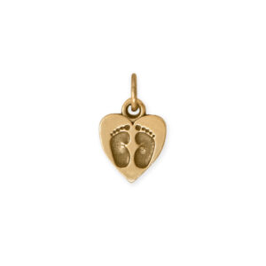 Silver or Gold Heart Charm with Baby Feet