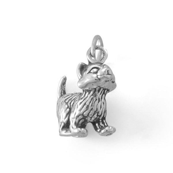 Silver or Gold 3D Sweet Kitten Charm - alternate view 3