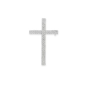Silver Tone Crystal Cross Fashion Pin