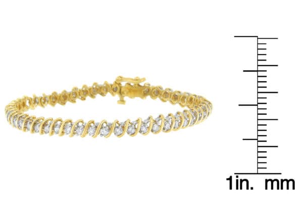 18K Yellow Gold Round Cut Diamond Spiral Link Bracelet (2.00 cttw, I-J Color, I1-I2 Clarity) - alternate view 4