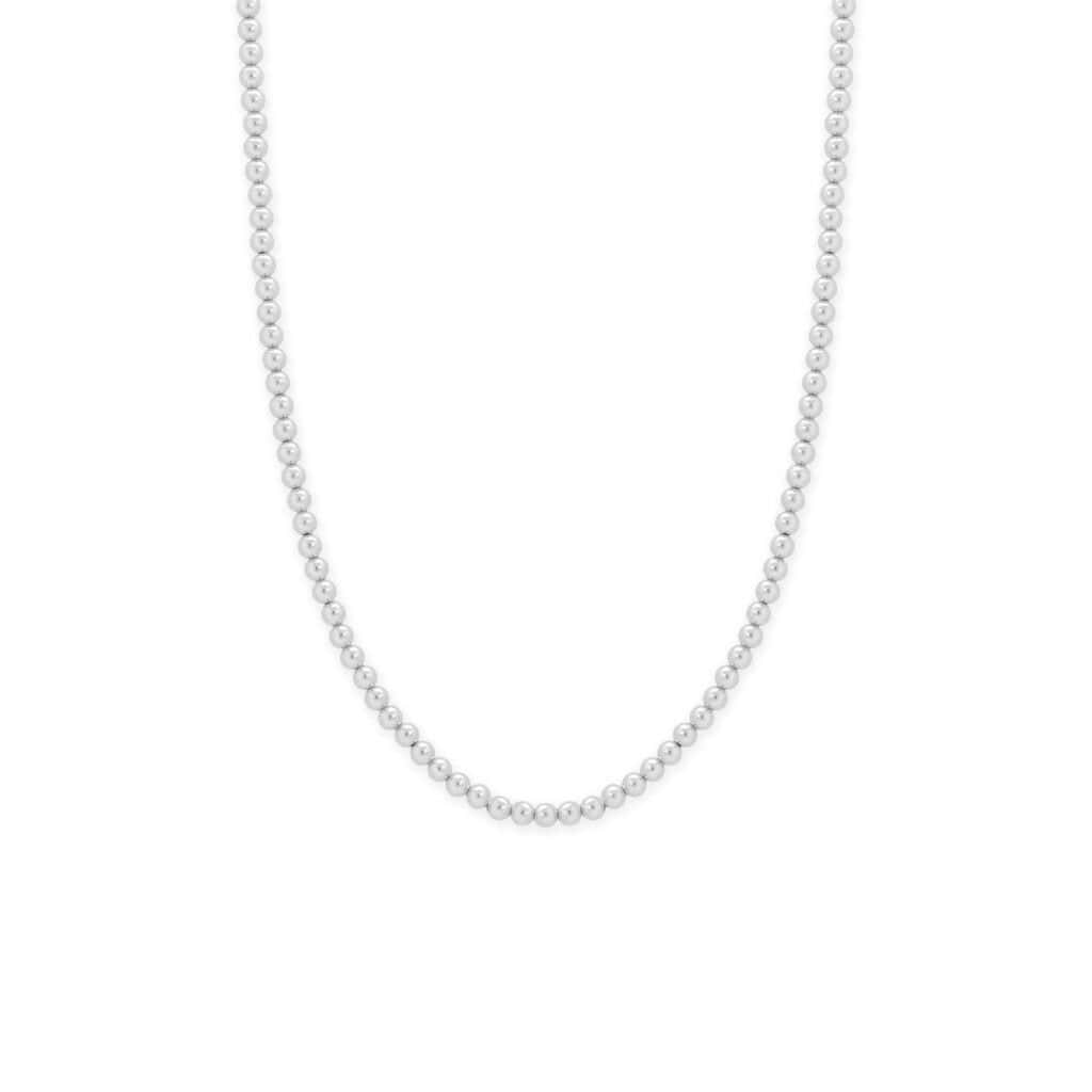 16 + 2 4mm Silver Bead Necklace