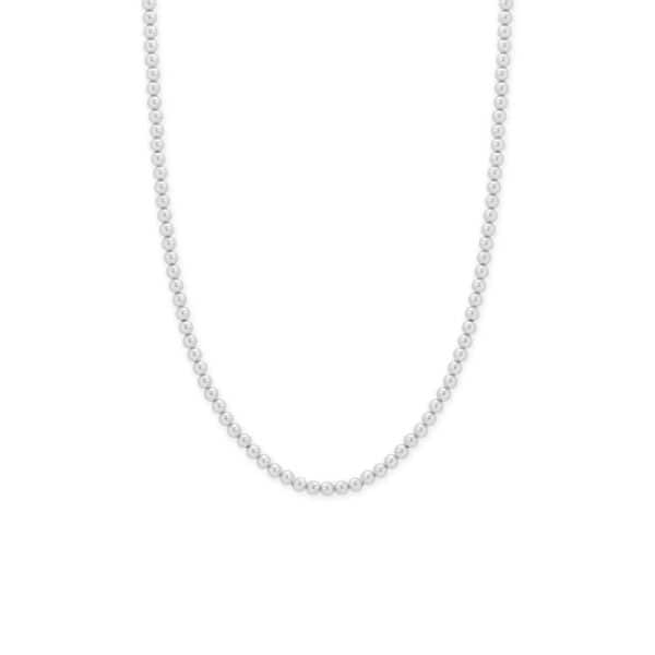 16 + 2 4mm Silver Bead Necklace