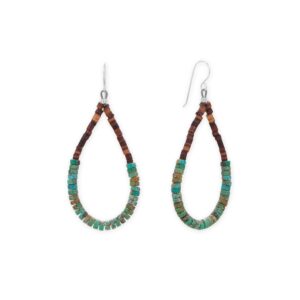 Turquoise and Pen Shell Heishi Bead Earrings