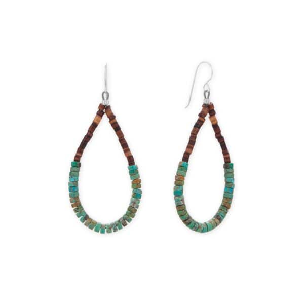 Turquoise and Pen Shell Heishi Bead Earrings
