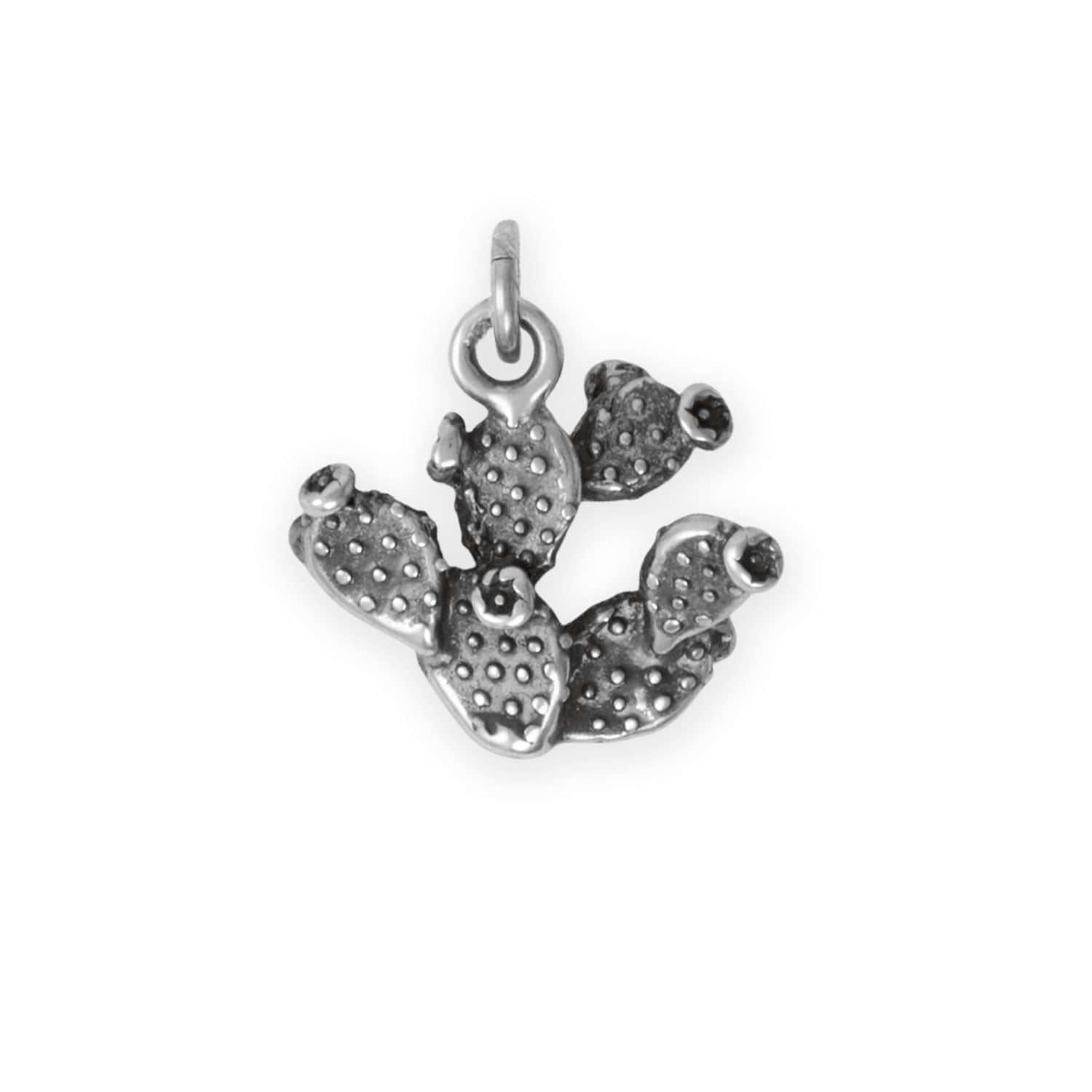 Silver or Gold 3D Prickly Pear Cactus Charm - alternate view 2