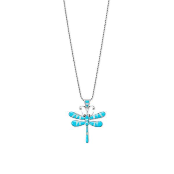 Synthetic Opal and Turquoise Inlay Dragonfly Pendant - alternate view 2