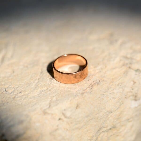8mm Solid Copper Hammered Ring - alternate view 2