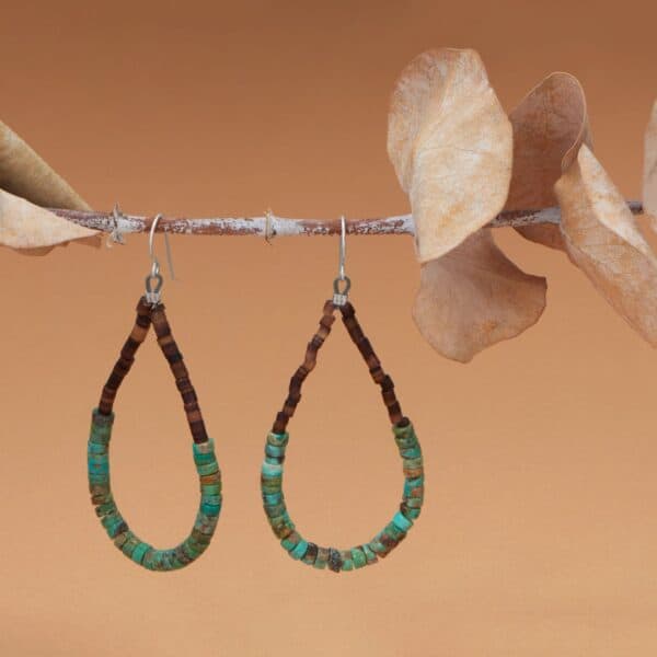 Turquoise and Pen Shell Heishi Bead Earrings - alternate view 2