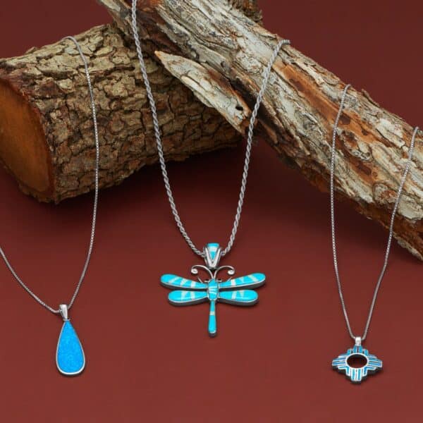 Synthetic Opal and Turquoise Inlay Dragonfly Pendant - alternate view 3