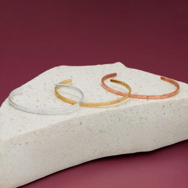 3.2mm Hammered Silver Cuff Bracelet - alternate view 3