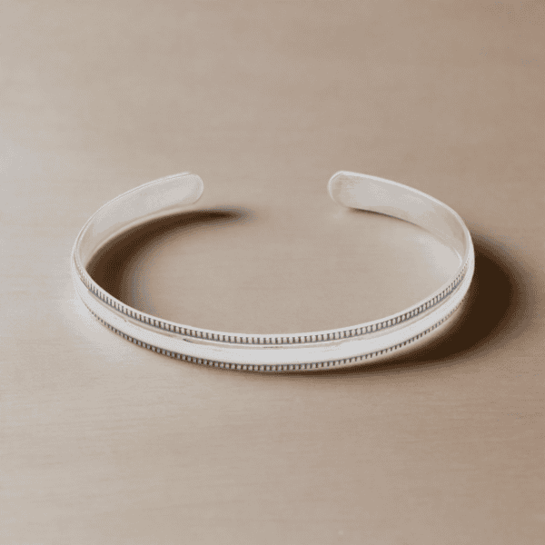 Polished Cuff with Oxidized Beaded Edge - alternate view 2