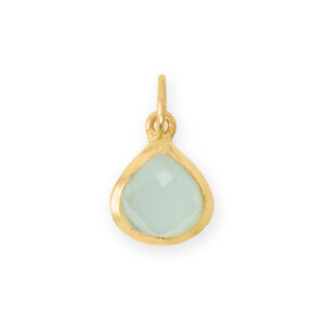 14 Karat Gold Plated Pear Aqua Chalcedony Charm