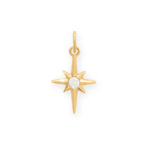 Dainty 14 Karat Gold Plated CZ Northern Star Charm