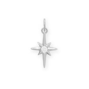 Dainty Rhodium Plated CZ Northern Star Charm