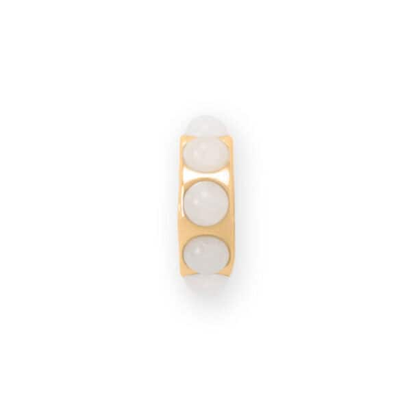 14 Karat Gold Plated White Jade Wheel Bead Charm