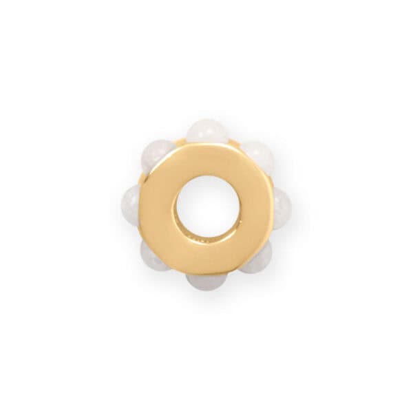 14 Karat Gold Plated White Jade Wheel Bead Charm - alternate view 2