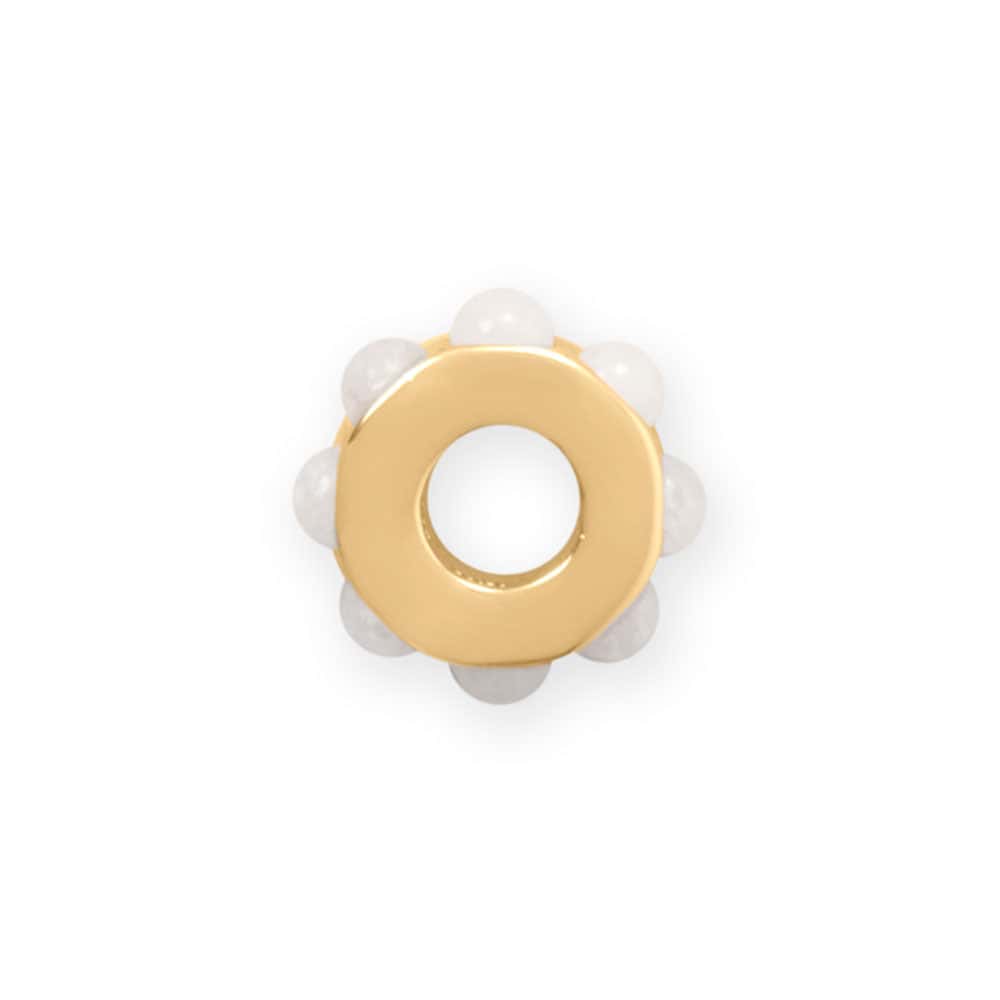 14 Karat Gold Plated White Jade Wheel Bead Charm - alternate view 2