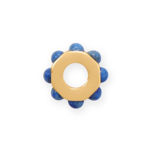 14 Karat Gold Plated Lapis Wheel Bead Charm - alternate view 2
