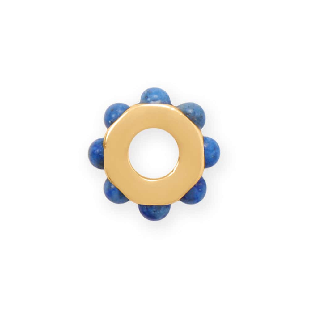 14 Karat Gold Plated Lapis Wheel Bead Charm - alternate view 2