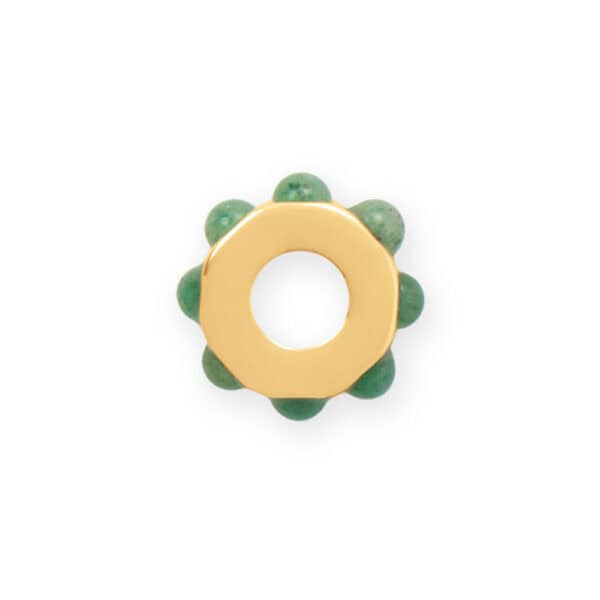 14 Karat Gold Plated Green Aventurine Wheel Bead Charm - alternate view 2