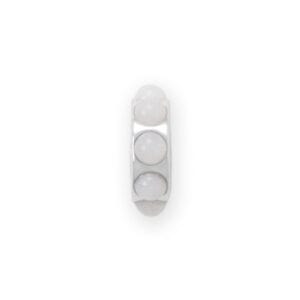 Rhodium Plated White Jade Wheel Bead Charm