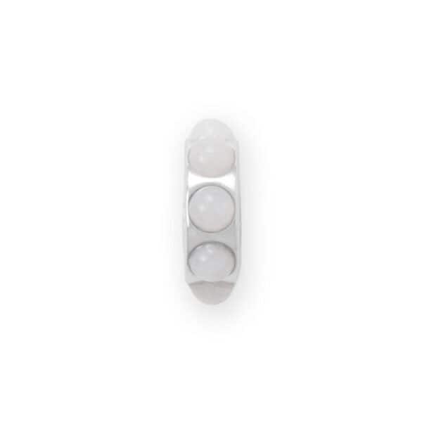 Rhodium Plated White Jade Wheel Bead Charm