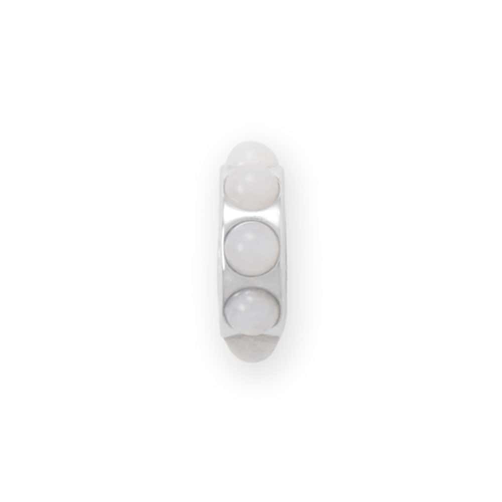 Rhodium Plated White Jade Wheel Bead Charm