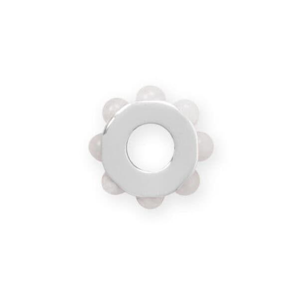Rhodium Plated White Jade Wheel Bead Charm - alternate view 2